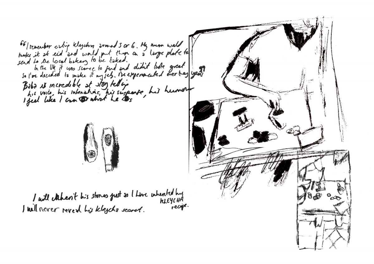 Pen sketch and writing